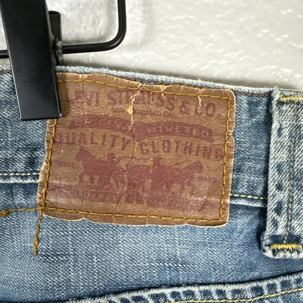 Vintage Levis Slim Straight Jeans Men 38x32 Y2k Flip Pocket Western Paint cowboy